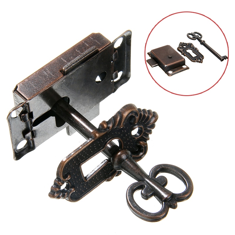 1 Set Ladeblokkering Set met Sleutel Antieke Kast Garderobe Kast Meubilair Lock Vervanging