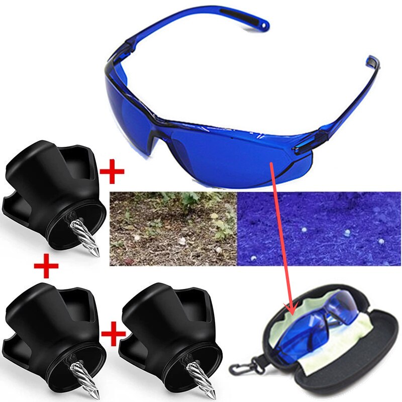 Lunettes de recherche de golf, détecteur de balle de Golf + ramassage de balle de Golf à 3 dents, griffe de sauvegarde arrière mise sur la poignée du Putter