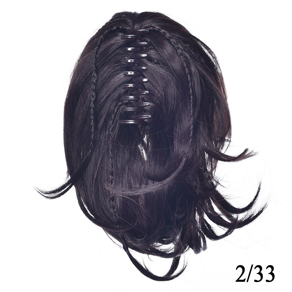 Soowee trenza de pelo sintético cabello rubio negro Clip en extensión de cabello cola de Pony recta Cola de Caballo gris garra para mujeres: 233