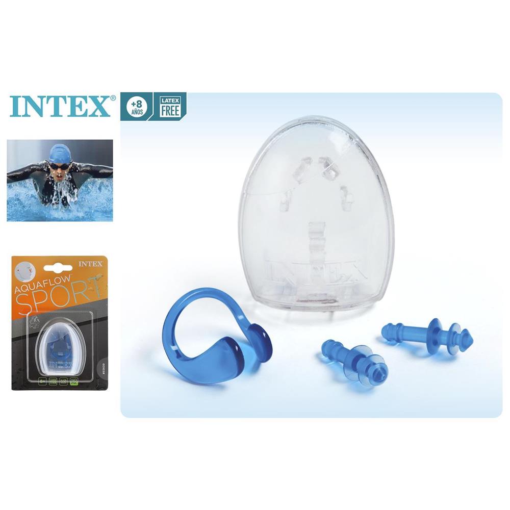 Intex 55609 - Kit natación tapones oídos + clip nasal, +8 años
