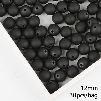 Svarte/røde matt plastrunde perler 6 8 10 12 14 16mm abs-perler med frostet overflate, 15-200 stk. til smykkefremstilling: Rød