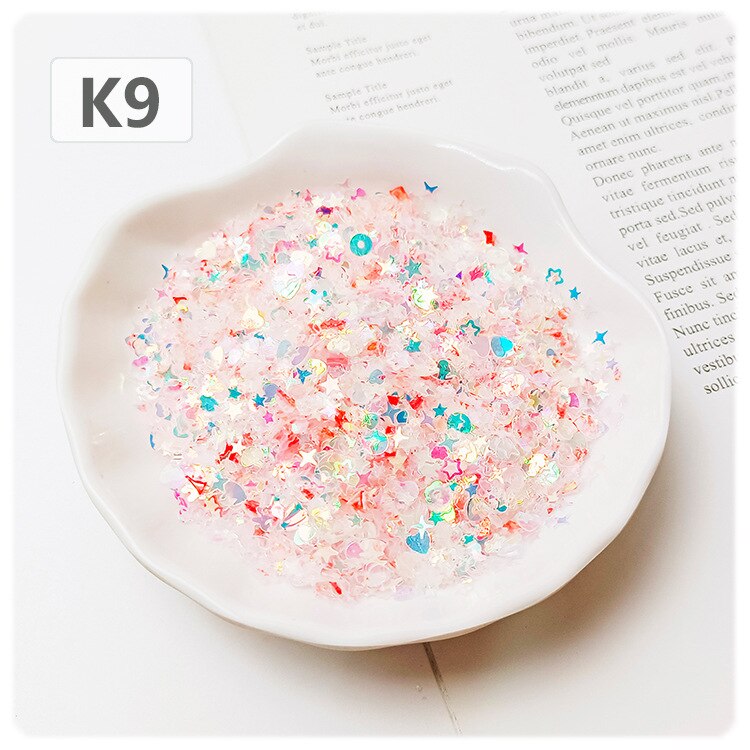 20g 3mm-8mm Sequins PVC Flat Five-pointed Star Heart Shell Mixed Loose Sequin Paillettes Sewing Craft DIY Scrapbooking: K9