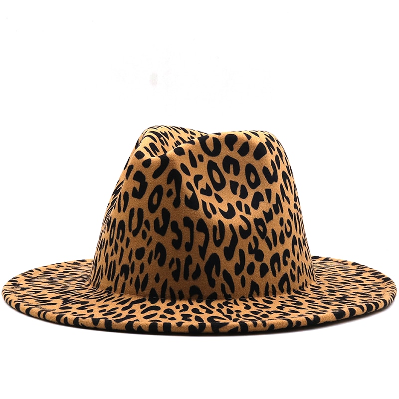 Wide Brim Leopard Red Bottom Fedora Ladies Wool Felt Hat Women Men Party Trilby Jazz Church Hats Patchwork Panama Cap