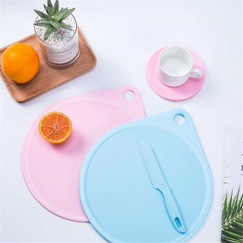 Single Cutting Board Plastic Cutting Board Kitchen Knife Set Round Non-Slip Multifunctional Cutting Board