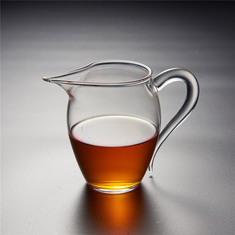 Heat-resistant Glass Tea Pitcher with Colored Handle Transparent Chahai Glass Kung Fu Fair Cup Office Tea Cup Drinkware: Clear