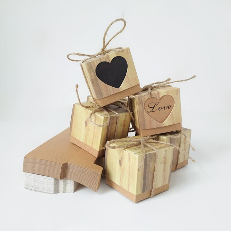 10Pcs/Bag Kraft Paper Candy Boxes Lantern Hexagon Candy Box Wedding Christmas Valentine's Party Supplies