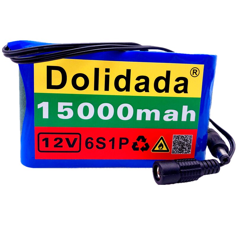 The 12V 6S1P battery pack 15Ah 18650 Rechargeable Lithium Ion battery pack capacity DC 12.6V 15000mAh CCTV Cam Monitor