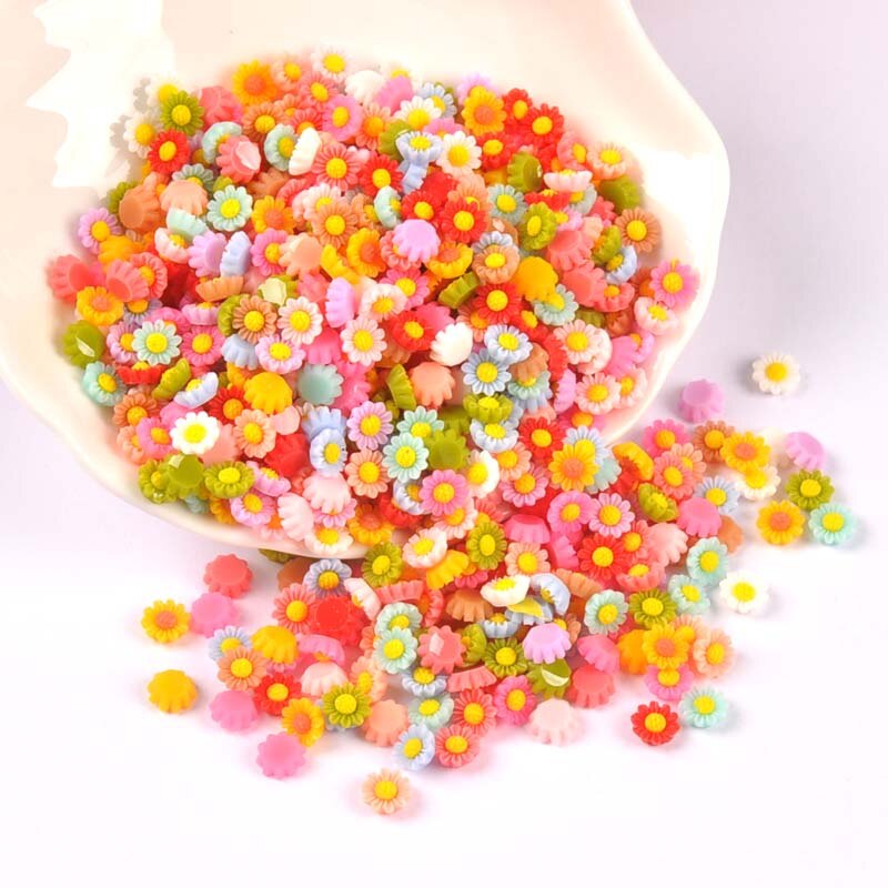 100 Stuks 6Mm Gemengde Mini Plaksteen Hars Bloem Cabochons Versieringen Scrapbooking Craft Diy Nail Decoratie Cp3149
