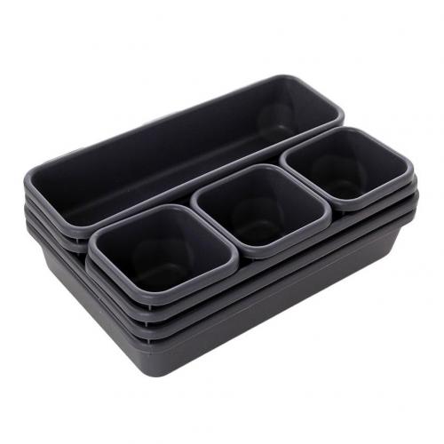 8Pcs Home Drawer Storage Tray Box Office Desk Closet Jewelry Makeup Organizer Suitable for makeup drawer, bathroom drawer office: Black