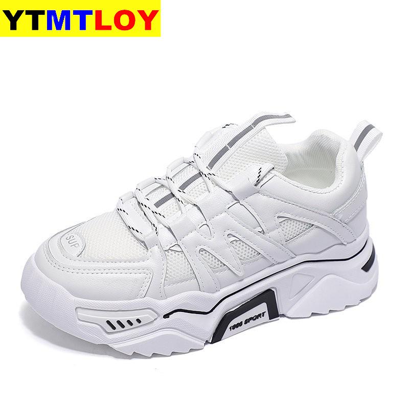 Ins efterår kvinder fritidssko læder platform sko kvinder sneakers damer hvide sneakers stor størrelse 35-41