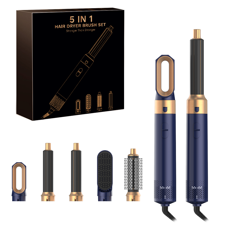 Estilizador de cabello de aire 5 en 1, rizador de cabello de bajo ruido, alisado, secado de cabello, cepillos de aire de 1000W: BLANCO / Enchufe del Reino Unido