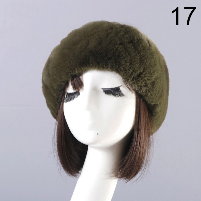 Winter Elastic Earmuffs Turban Thick Furry Hairband Fluffy Russian Faux Fur Women Fur Headband Hat Outdoor Earwarmer Ski Hats: 17