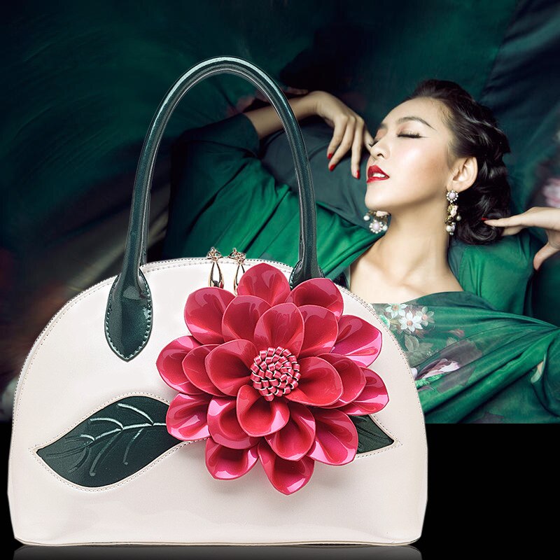 Vrouwen Mode Lakleer Bloemen Shell Zak Handtassen Schoudertas Crossbody Tas Jurk Party Club Tas