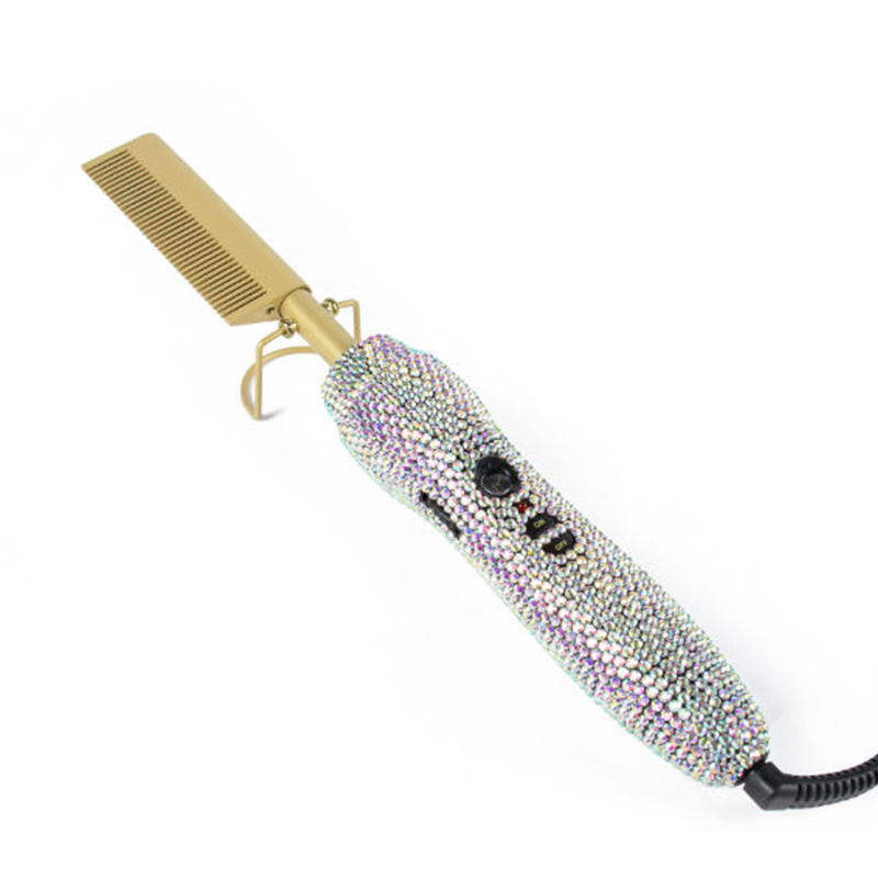 Peigne chauffant électrique pour cheveux, fer à friser, défrisage, biscuits, brosse métropolitaine: Argent / EU