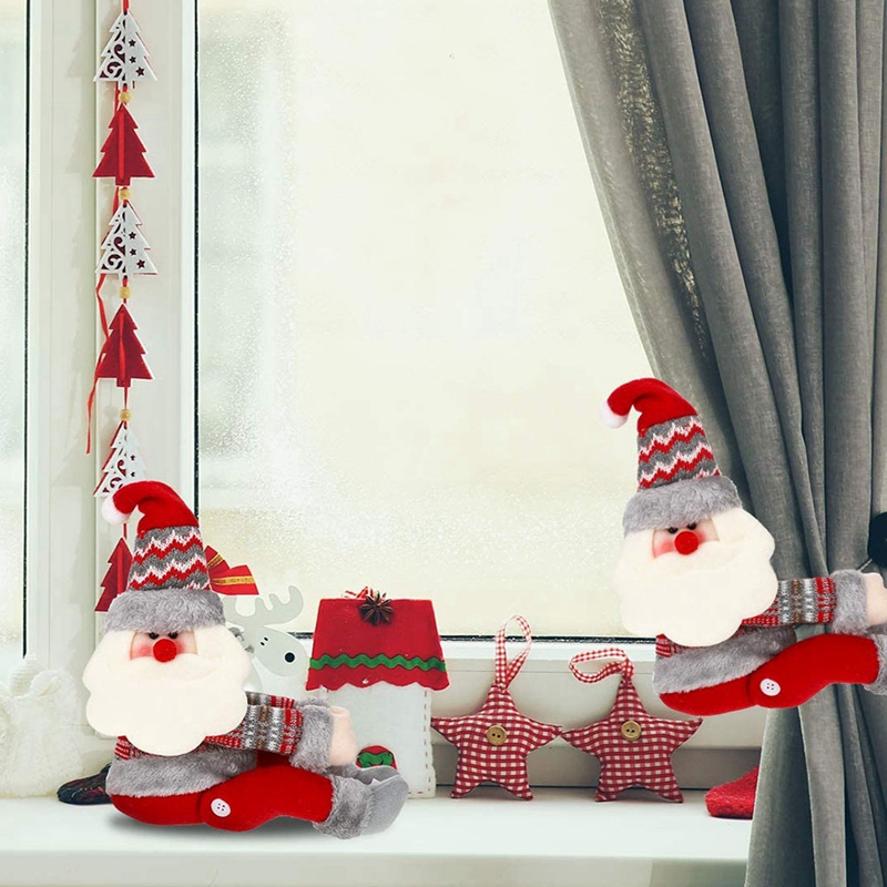 2 Pieces Christmas Curtain Buckles Curtain Tiebacks for Xmas Home Decor Window Accessories (Santa Claus)