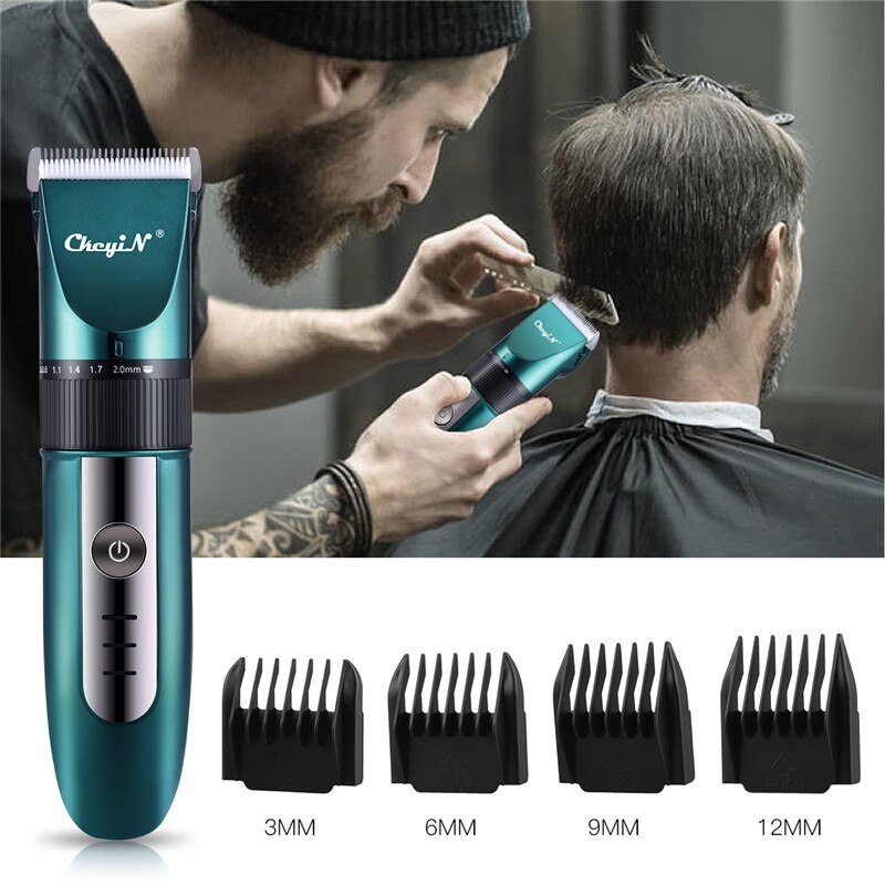 Máquina de cortar cabelo e barba, barbeador profissional para homens, recarregável, lâmina de cerâmica, baixo ruído, corte de cabelo para crianças e adultos