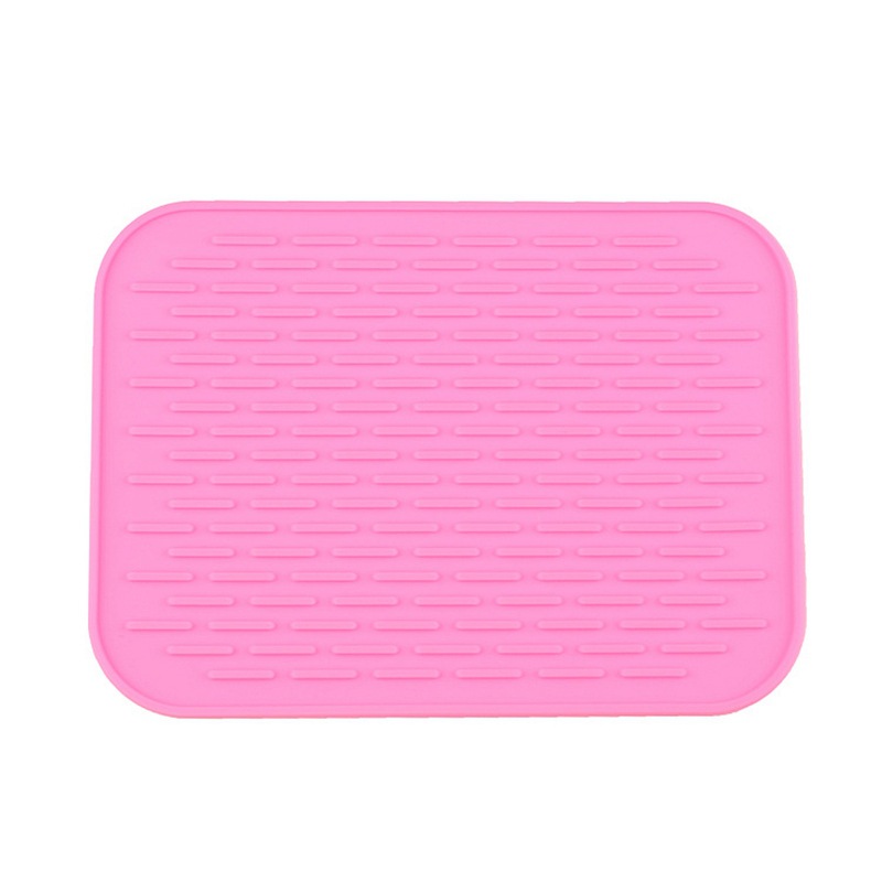 Silicone Anti Insulation Pad Square Non-Slip Coaster Tableware Drain Pot Mat Pot Dish Placemat: Pink