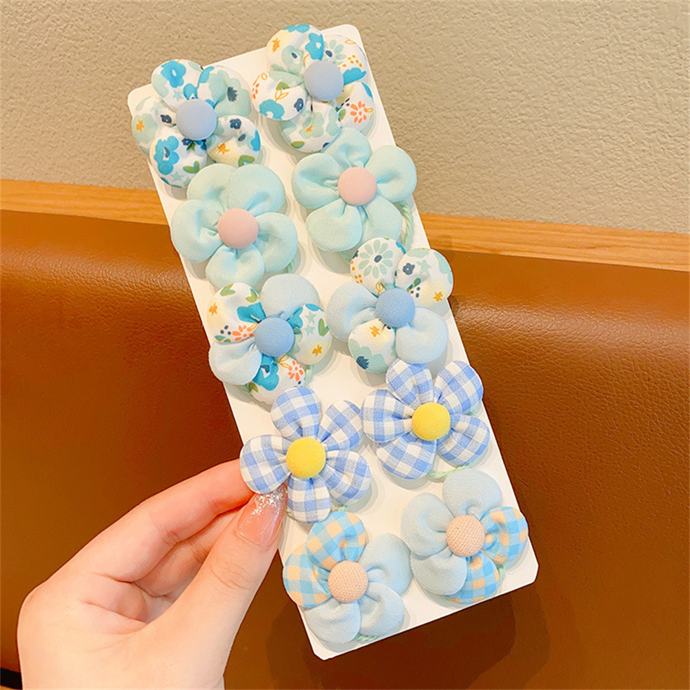 10 unids/set de lazos coloridos para el cabello con flores, coleteros elásticos, banda de goma, accesorios para el cabello de bebé para niños pequeños, niños, adolescentes y niñas: Rosa