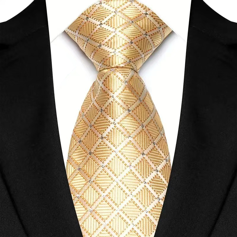 Gravata masculina luxuosa de 8cm, cor amarela, listras, gravatas sólidas para homens, noivo, jacquard, tecido, gravata de pescoço para negócios, festa de casamento: CINZA