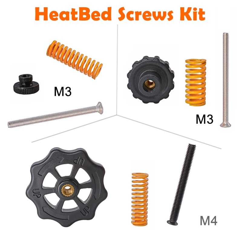 4PCS M3/M4 Heat Bed Leveling Spring Knob Parts 3D Printers Print Platform Screw Nuts Calibration Accessories