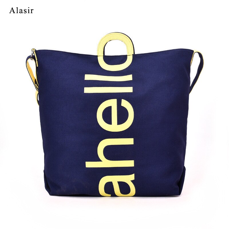 Alasir-Bolso de hombro con letras coreanas para mujer, de gran capacidad bandolera con estampado de letras, de niña, para ir al trabajo