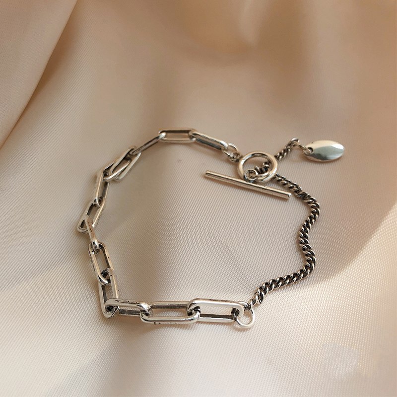 Foxanry 925 Sterling Zilveren Punk Ketting Armband Voor Vrouwen Mode Eenvoudige Vintage Handgemaakte Partij Sieraden: Style C