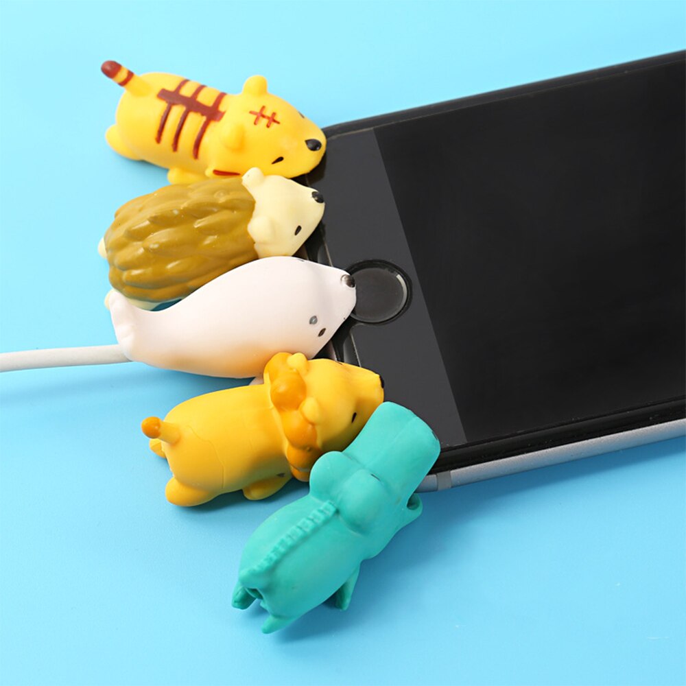 Cute Animal Bite USB Cable Protector Data Line Cord Protector Case Cable Winder Cover For iPhone X Android Charging Cable