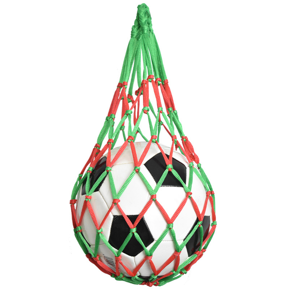 Football Net Bag Nylon Bold Storage Bag Single Ball Carry Portable Equipment Outdoor Sports Soccer Basketball Volleyball Bag: red green