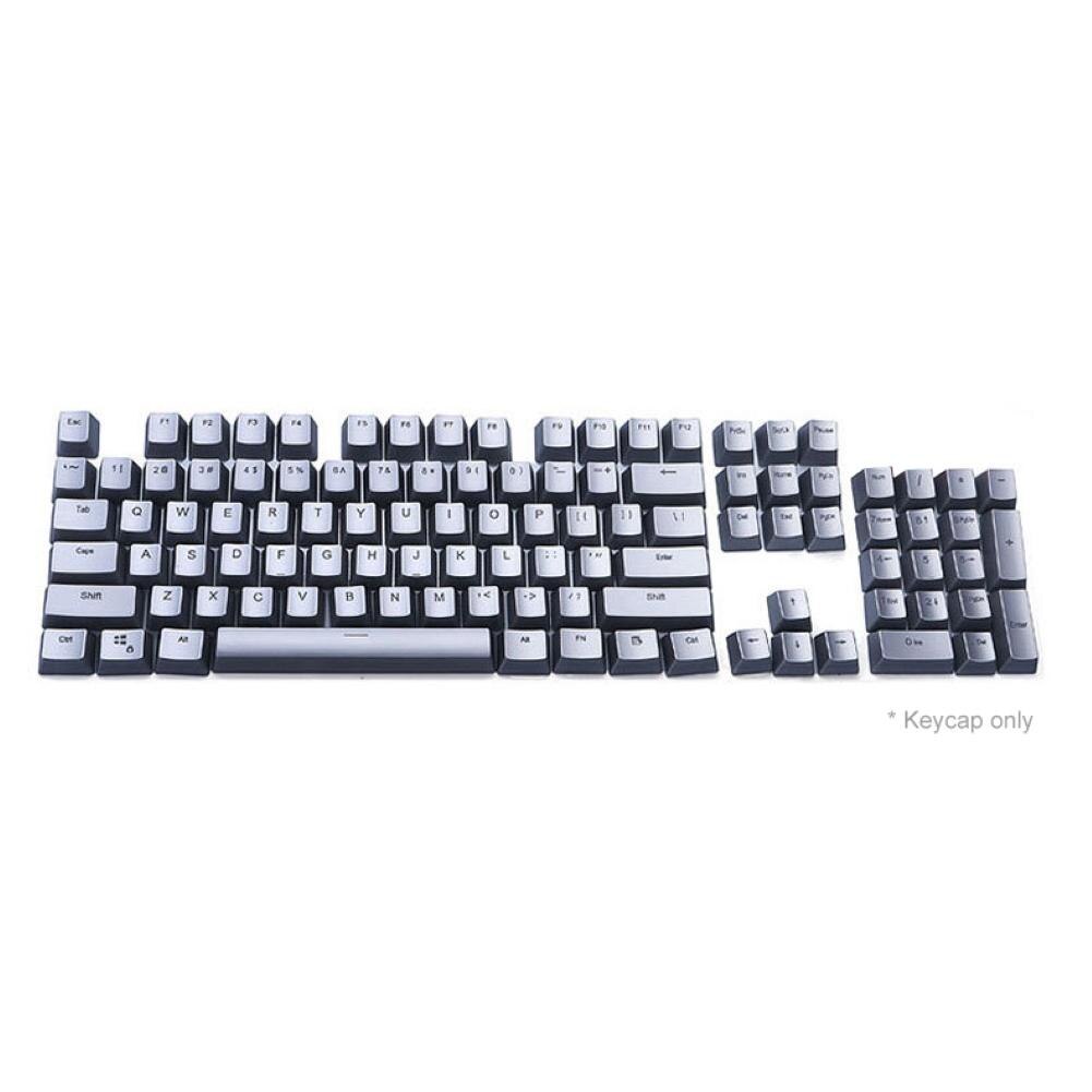 104 Keys Solid Color PBT Backlight Electroplated Metal Texture Mechanical Keyboard Keycaps Replacement Kit For Cherry MX : Silver