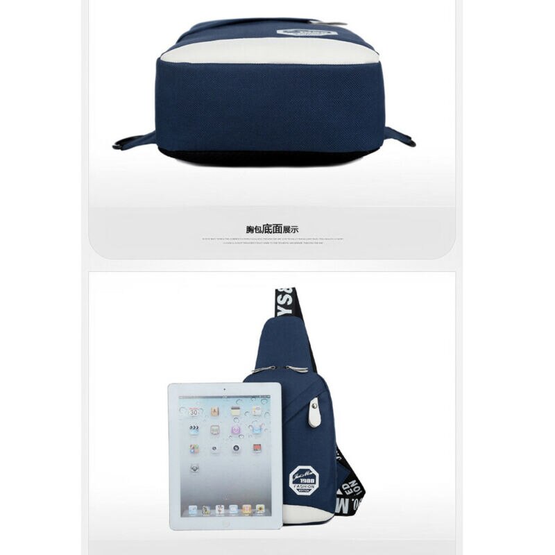 Männer Nylon Outdoor Sport Sling Schulter Kleine Tasche Crossbody Brust Pack Rucksack Leinwand USB Lade Sport Crossbody Handtasche