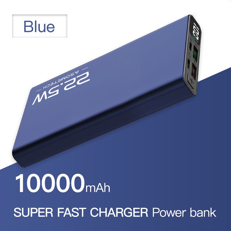 10000mAh Accumulatori E Caricabatterie Di Riserva 22.5W QC4.0 PD VOOC 5A Carica RAPIDA Powerbank USB di TIPO C A due vie di Ricarica veloce batteria esterna del Caricatore: Blue