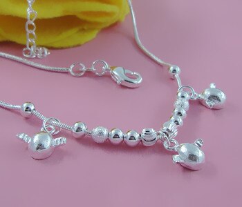 Dame 925 sterling sølv kæder,dejligt engle vedhæng runde perle ankelkæder,sommer kvinde pop fod smykker af sølv,bedste