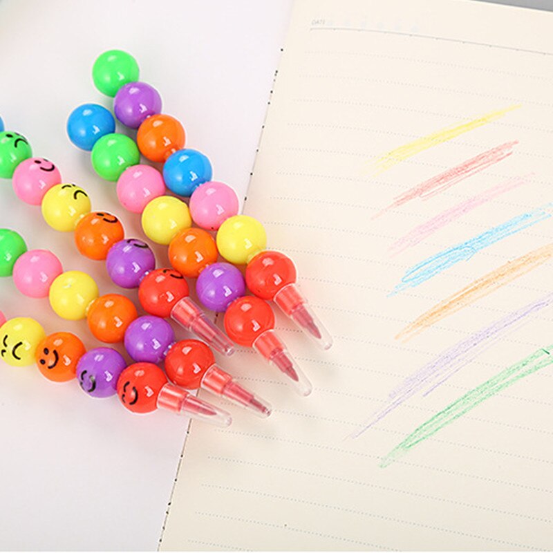 1pcs 7 Color Crayons Art Supplies for Kids Pastel Pen Drawing Set Stationery Smiley Face Crayons Kawaii School Supplies Drawing