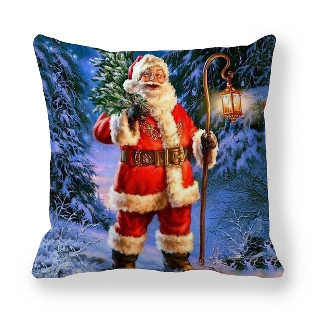 1 pièces taie d'oreiller père noël imprimer vieil homme canapé-lit décor à la maison taie d'oreiller chambre housse de coussin joyeux noël 44x44 Cm: 14