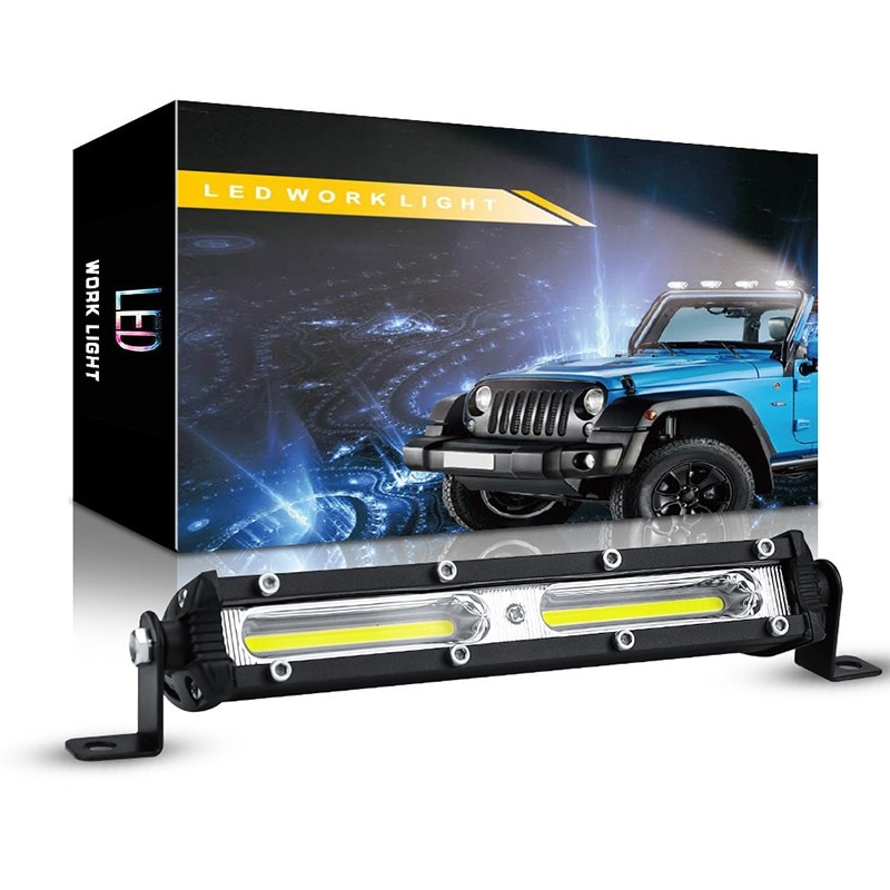 Car LED Work Light 12V-24V LED COB Spotlight Work Light Bar 6000K Strip light for car Auto Truck Lorry Trailer SUV Spot Fog Lamp