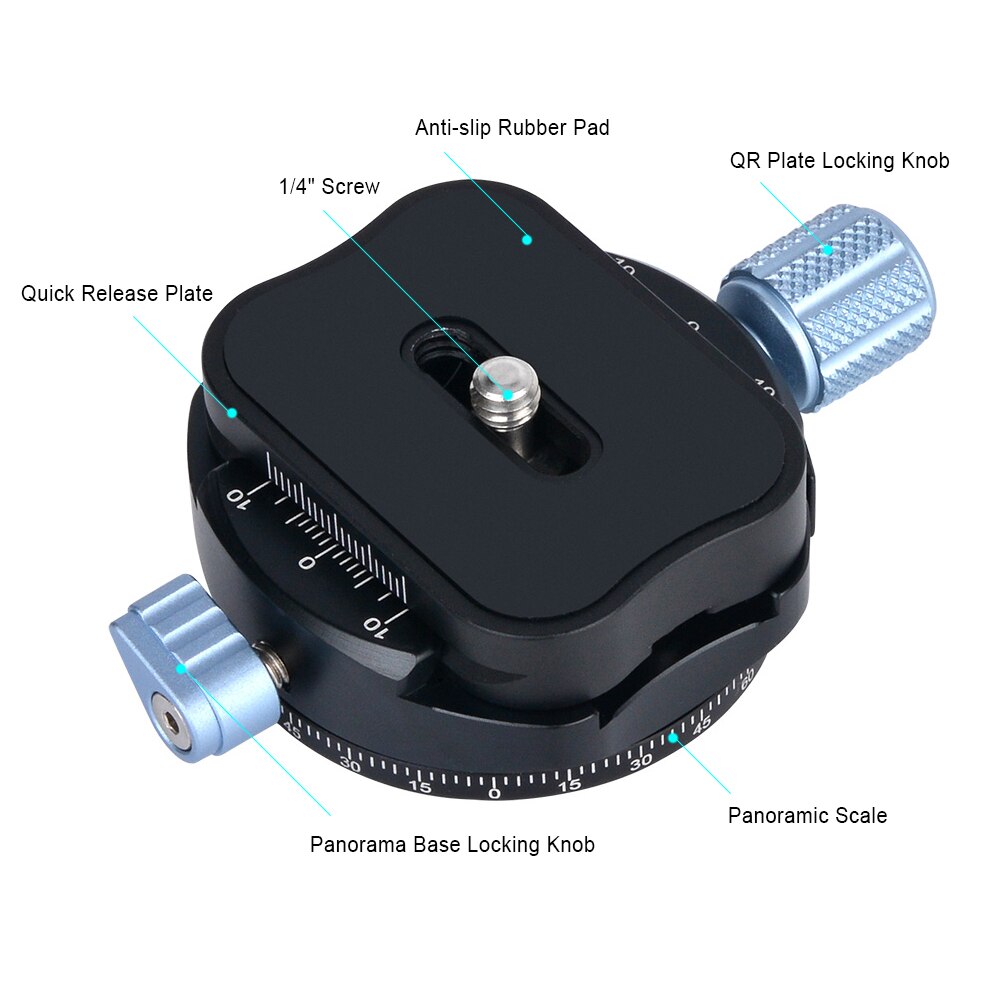 Aluminum Alloy Andoer PAN-C3 RES Tripod Head Clamp Adapter with Quick Release Plate for Arca-Swiss AS Standard Plates 3 Colors