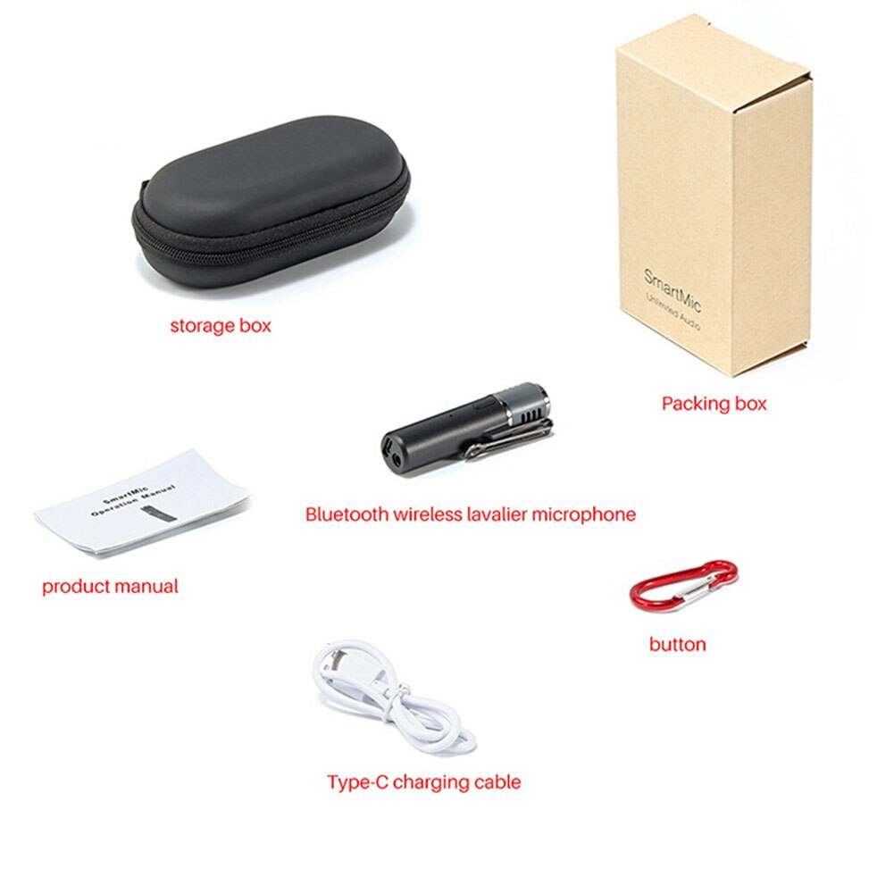 Wireless Lavalier Microphone Bluetooth Lapel Clip-On Mic Vlogger Lecture Noise Reduction Auto Transcription Auto Sync Microphone