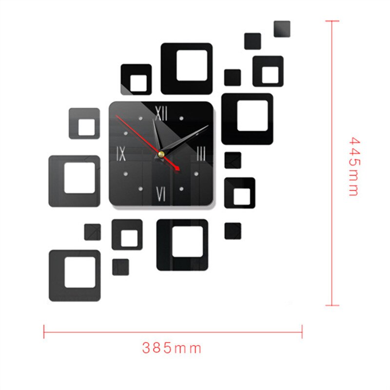3D Wall Clock Diy Acrylic Mirror Home Decor Living Room Wall Clocks Murale Square Horloge Wall Sticker