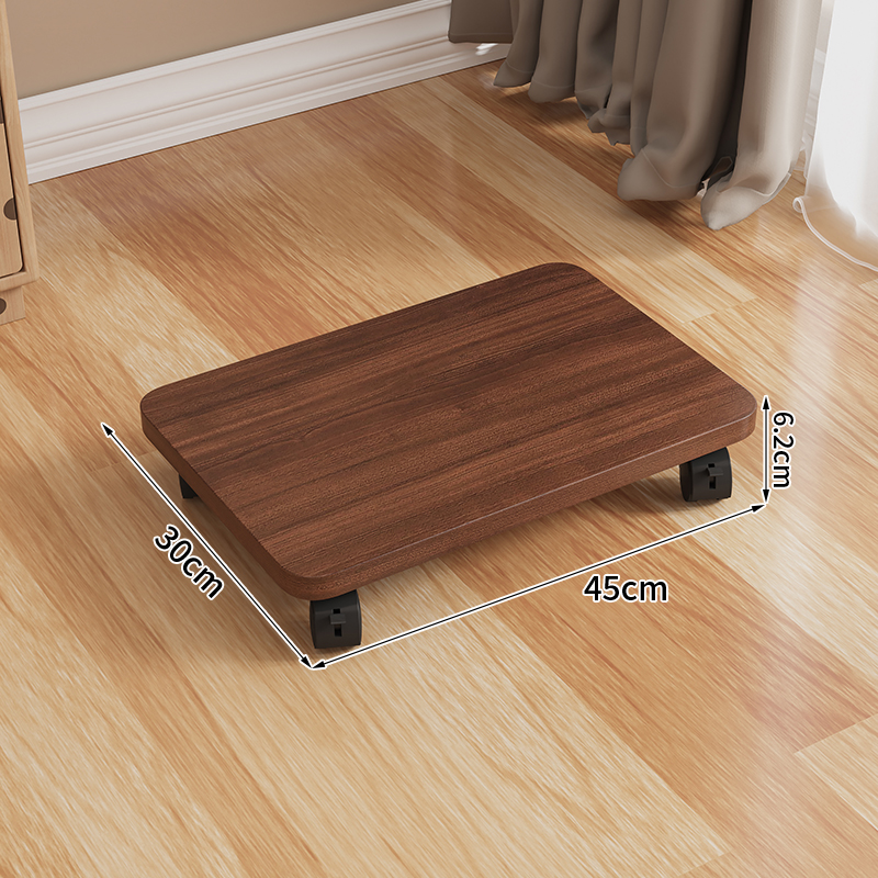 Mobile Storage Box Base with Casters Organizer Box Office Desk under Printer Universal Wheel Braet Kitchen Storage Ra: Walnut color-45*30*6.2cm