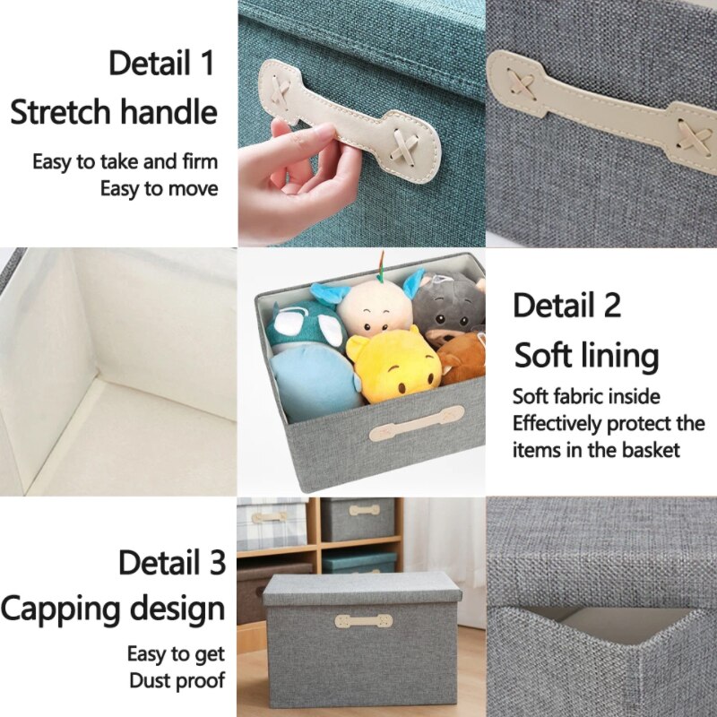 Organizers and Storage Box with Lids Closet Ornament Foldable Cube Baskets for Shelf Large Fabric Storage Bins Clothes Closet
