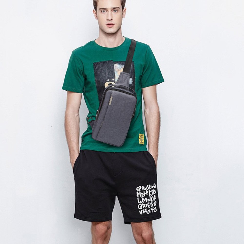 Mens Chest Bag Small Canvas Shoulder Backpack Sling Cross Body Zipper Travel Bag