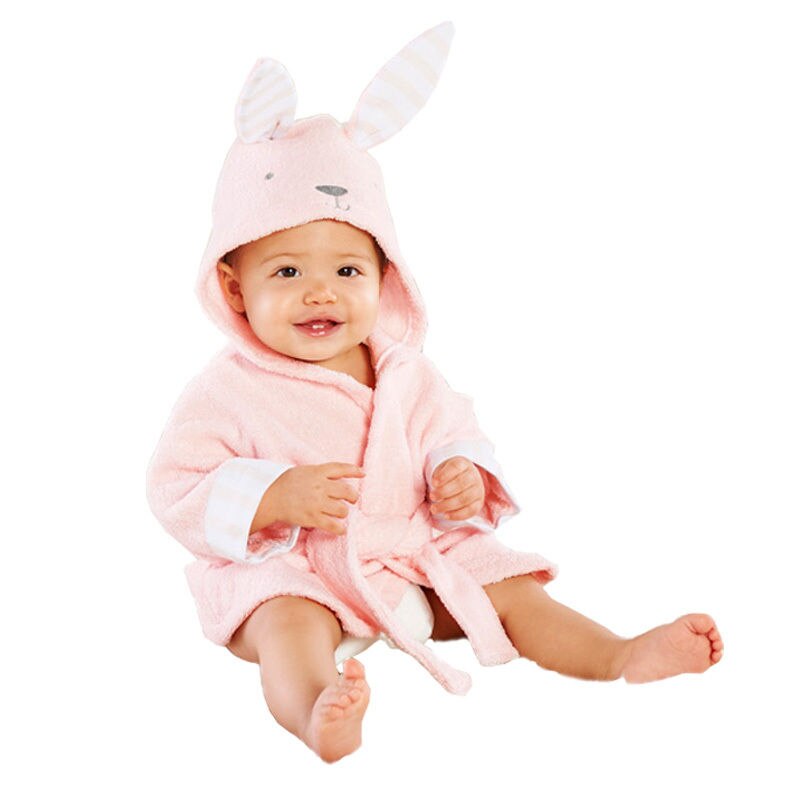 Nyfödd spädbarn barn unisex morgonrock tecknat djur baby huva badrock badhandduk badfrotté badrock