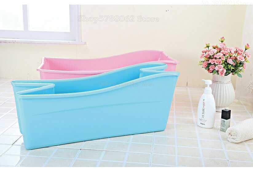 Rose bleu PP + TPE baignoire pliante pour enfants bébé en plastique baignoire matériel de sécurité 77.5*41*29.5cm