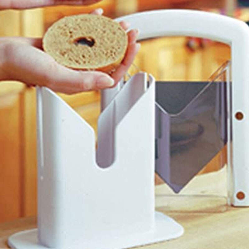 Bagel Cutter Slicer Guillotine Actie Blade Holder Mes Biter Keuken Wit