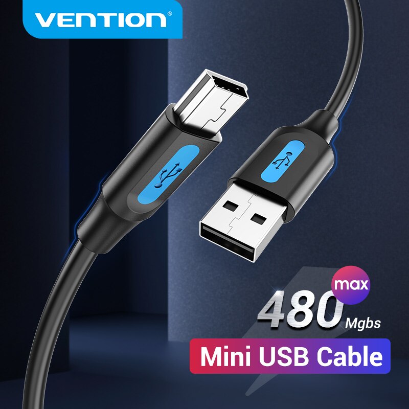 Vention Cable Mini USB-Cable de datos de carga rápida USB 2,0 a Mini USB para MP3, MP4, cámara Digital GPS, disco duro DVR para coche