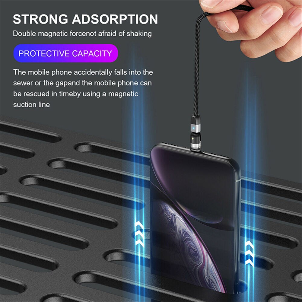 Double 360degree Magnetic Cable Kit with Triangular Indicator 5A Fast Charge Data Cable ND998