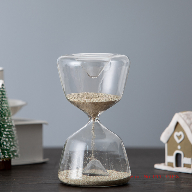 Fond de sablier de montagne symétrique géométrique, verre de sable surélevé, sans chronométrage, décoration de bureau, horloge de sable noir