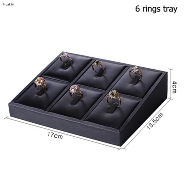 Jewelry Store Black PU Ring Display Holder Riser Jewellery Exhibition Rack Pawn Shop Counter Retail Showcase Stand Organizer