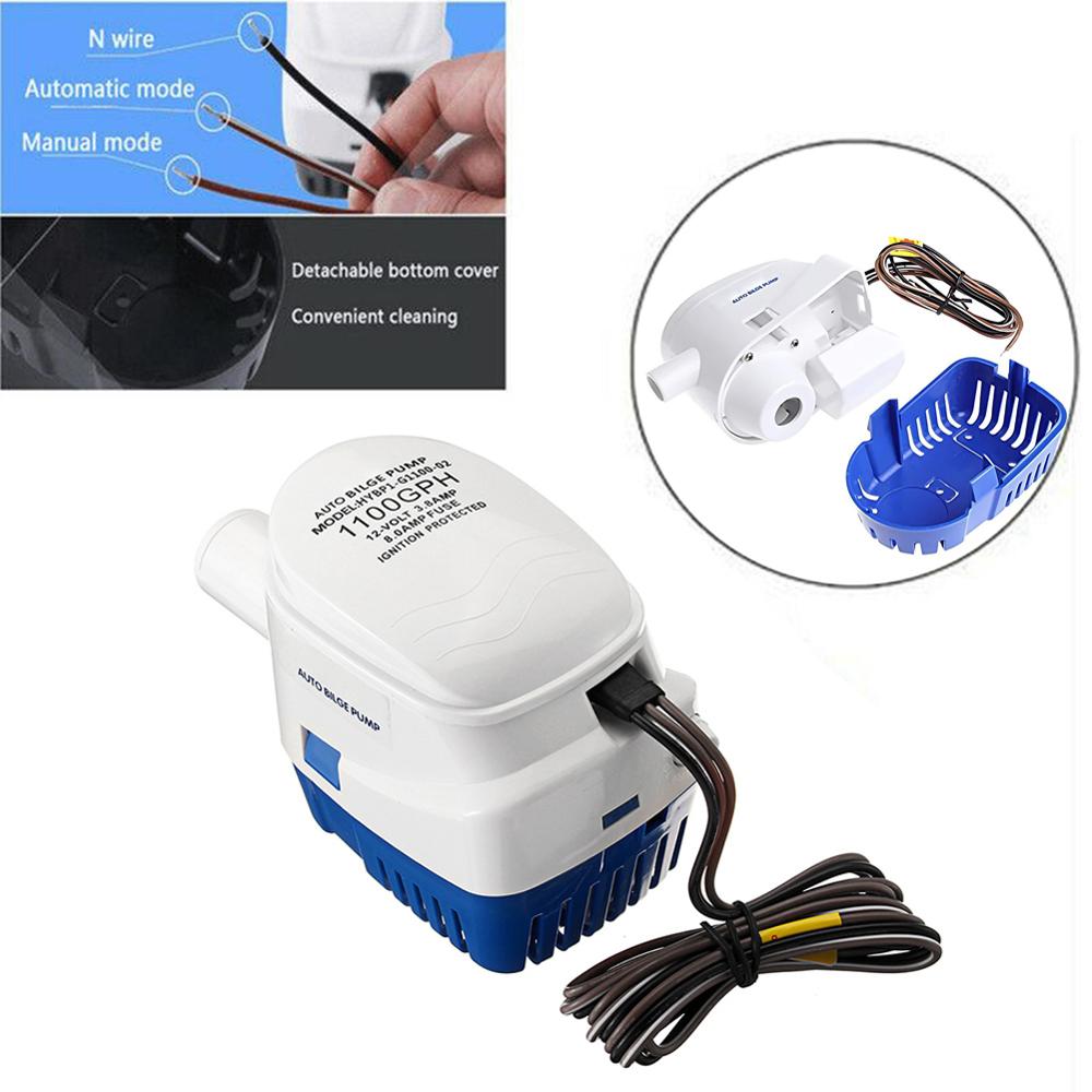 Automatic Submersible Boat Bilge Water Pump 12/24V 1100GPH Auto with Float Switch Bilge Boat Pump Tools