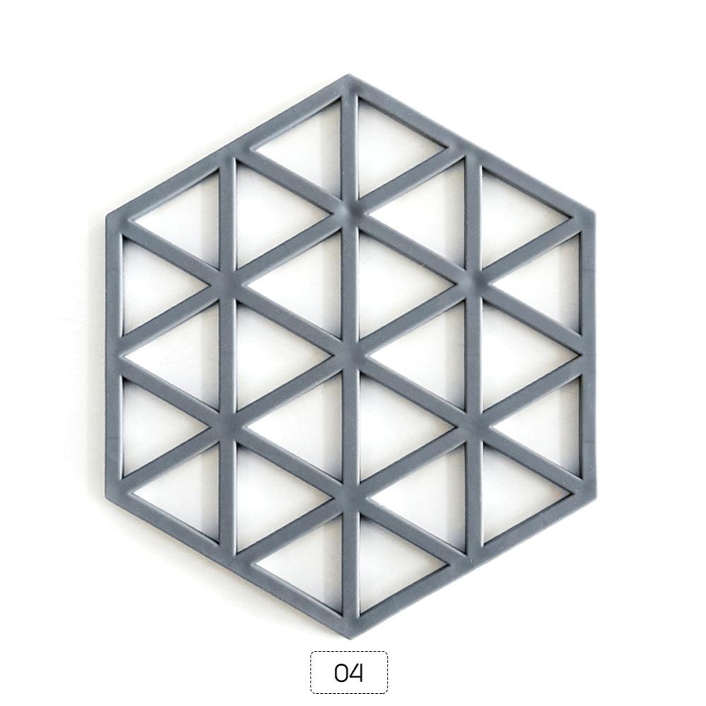 Chic Silicone Coaster Cup Hexagon Mats Pad Heat-insulated Bowl Placemat Home Decor Desktop Eco-friendly Japanese Simple 1PCS: B-Gray 16-16